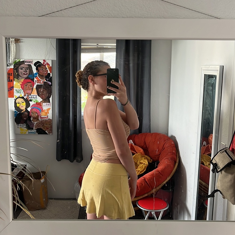 Faded Glory Yellow Cotton Mini Skort